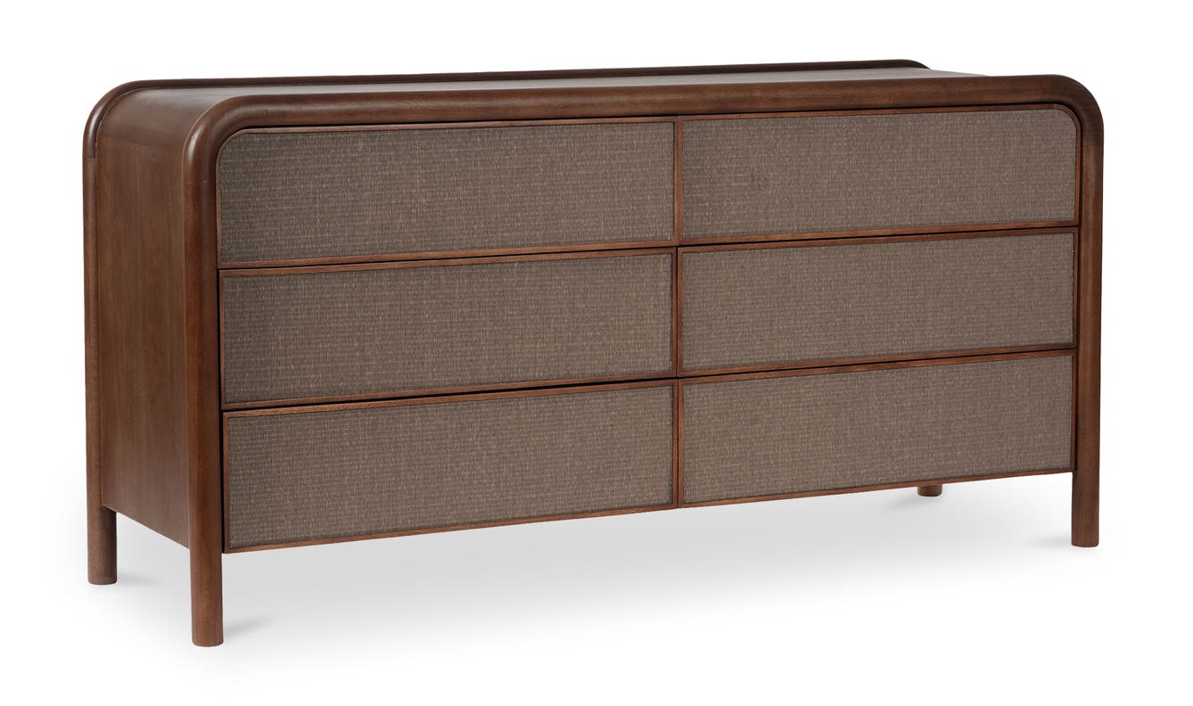 detail view of Rye 6 Drawer Dresser Warm Brown luxury Kitchen & Dining Room Table