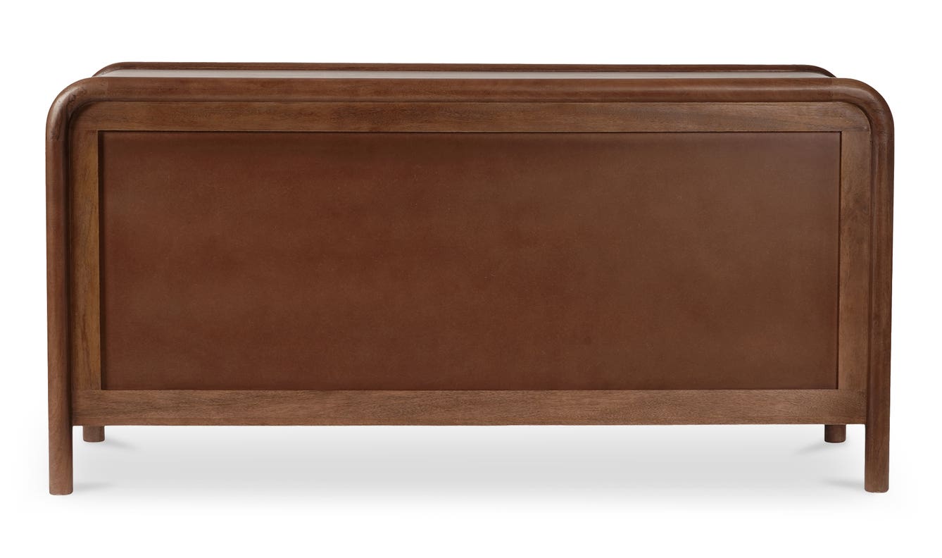 lifestyle view of Rye 6 Drawer Dresser Warm Brown luxury Kitchen & Dining Room Table