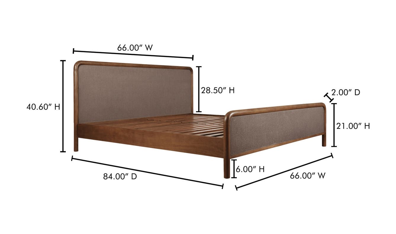 Rye Queen Bed Warm Brown