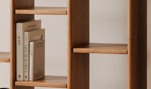 side view of Orson Bookcase Brown luxury Bookcases & Standing Shelv