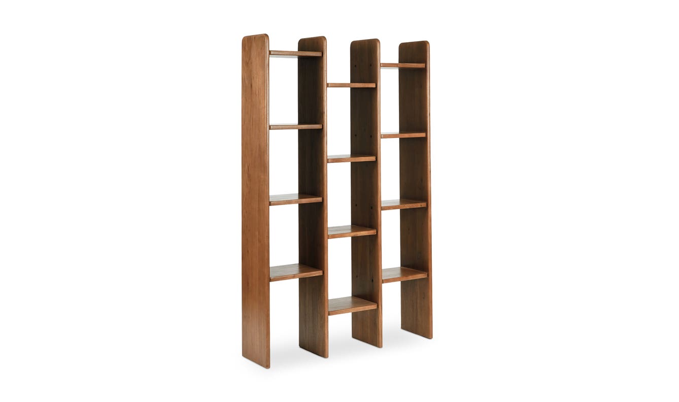 lifestyle view of Orson Bookcase Brown luxury Bookcases & Standing Shelv