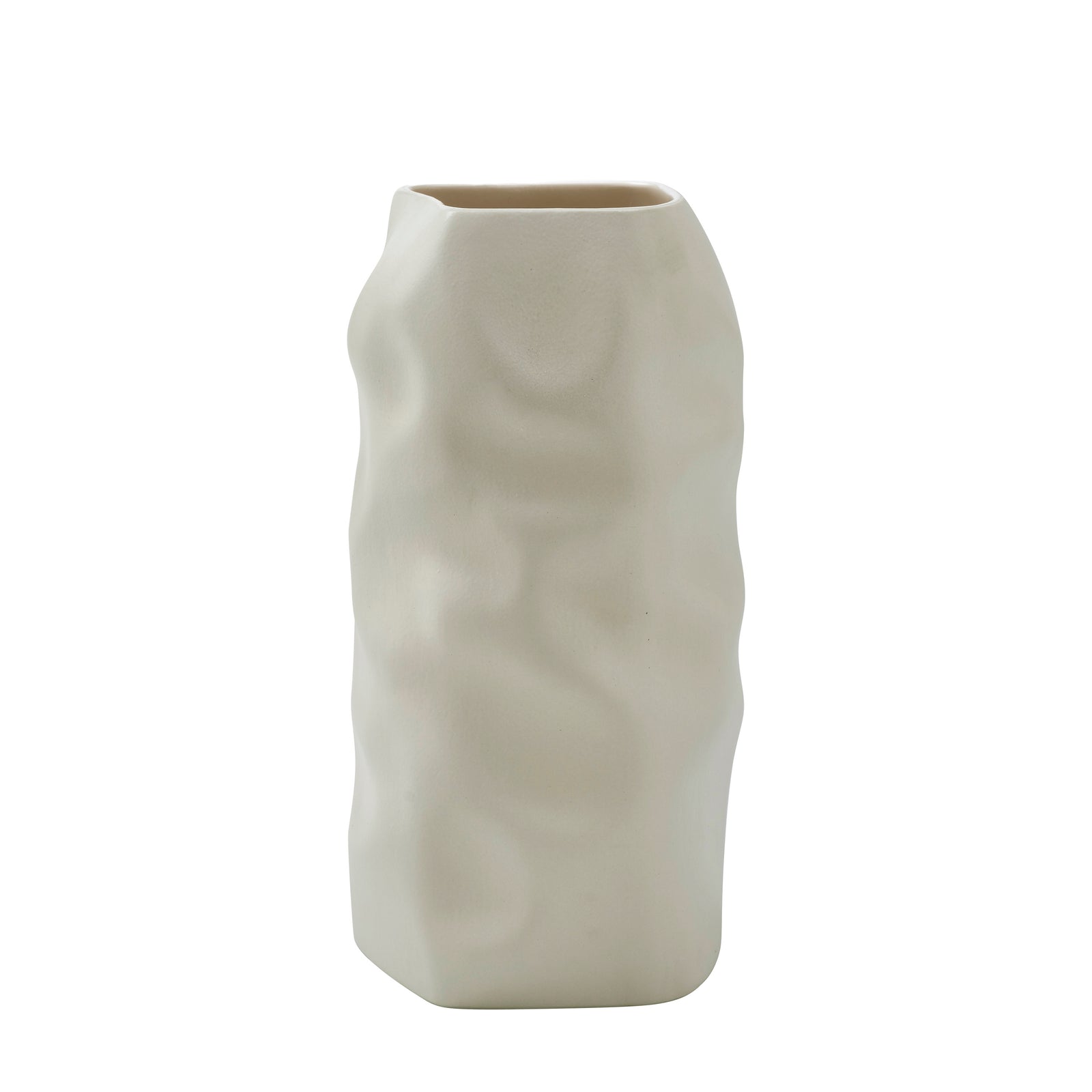 Hermione Vase by Renwil in textured off-white ceramic, featuring a wavy design.