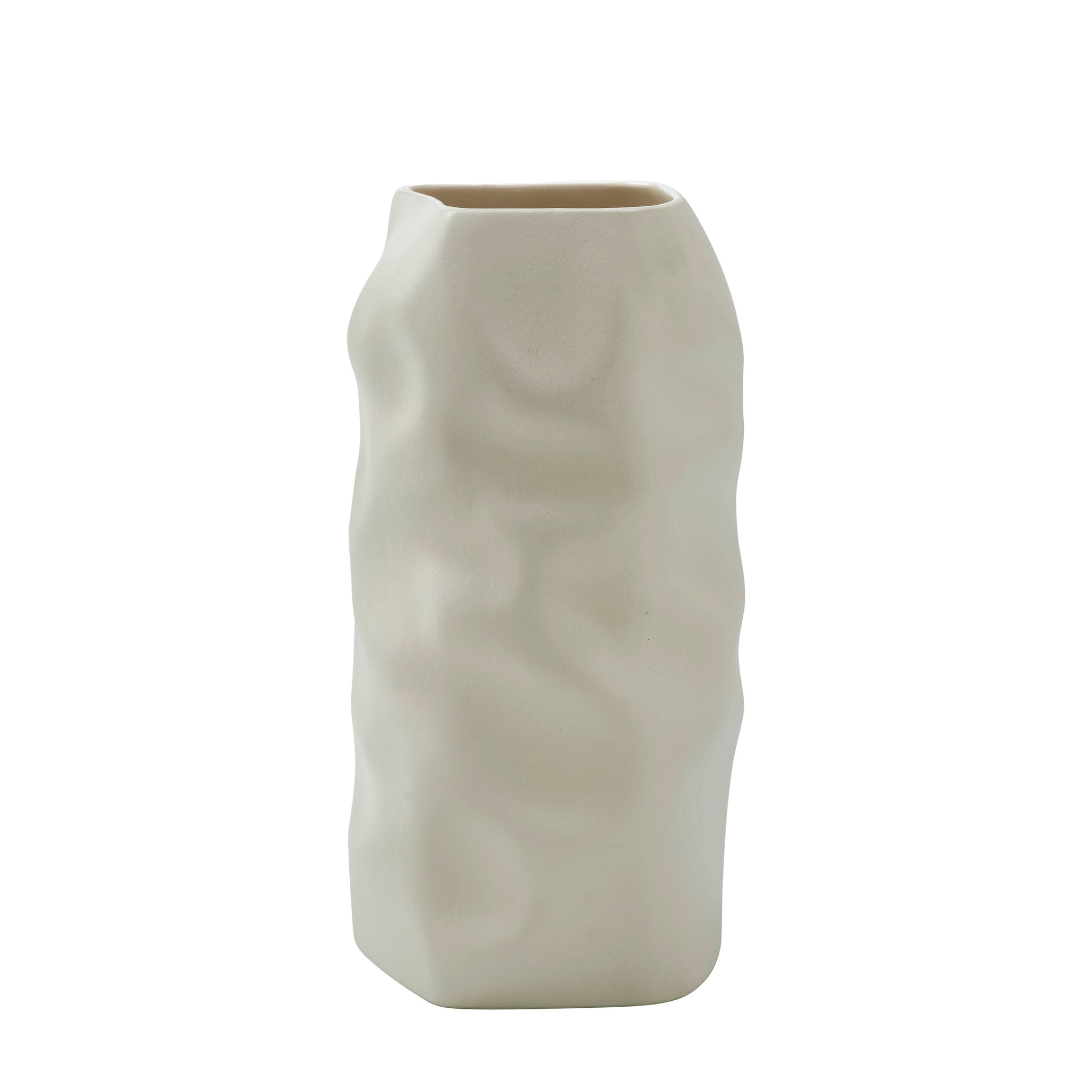 Hermione Vase by Renwil in textured off-white ceramic, featuring a wavy design.