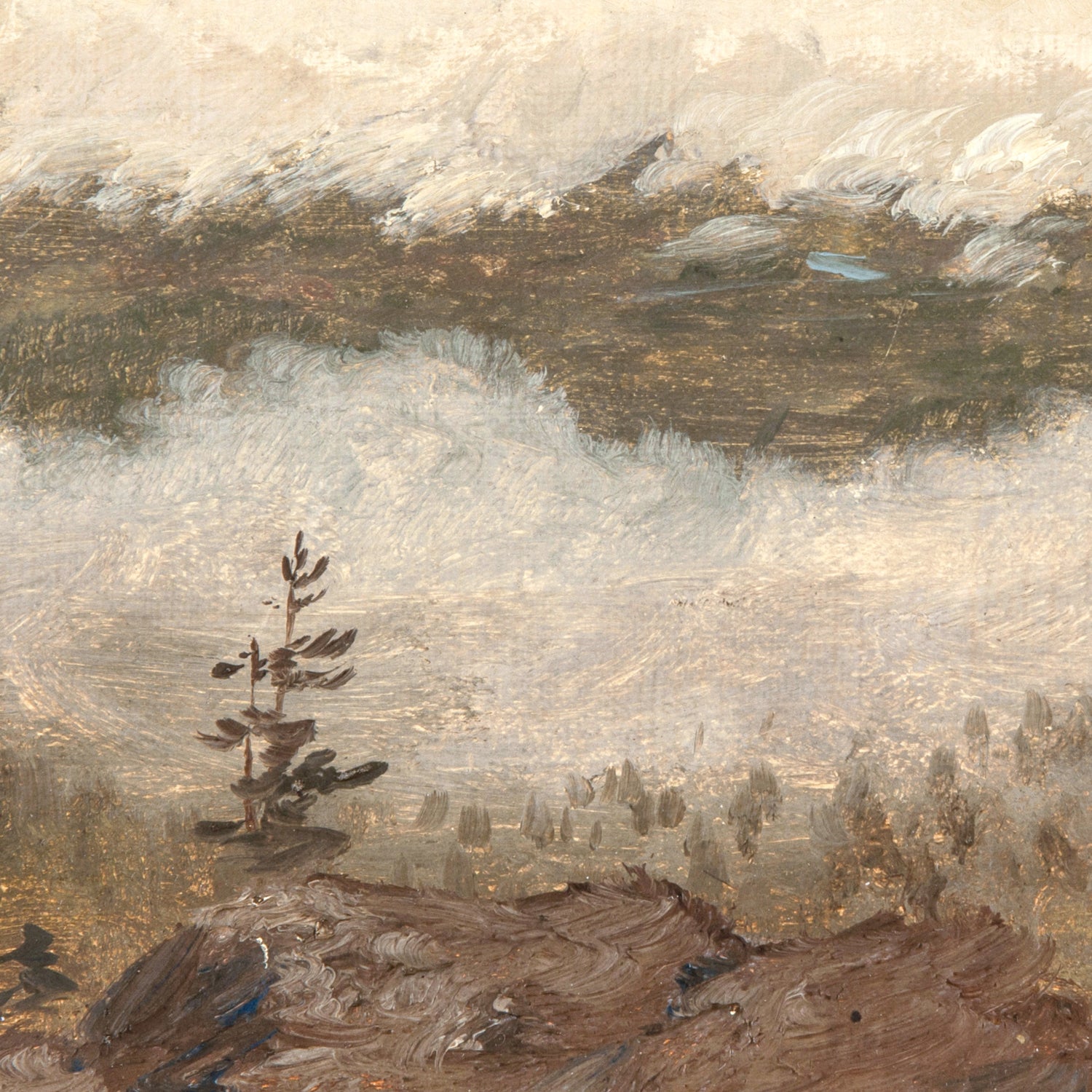 detail view of Hudson River School – Clouds from the Catskills C. 1870 luxury Artwork