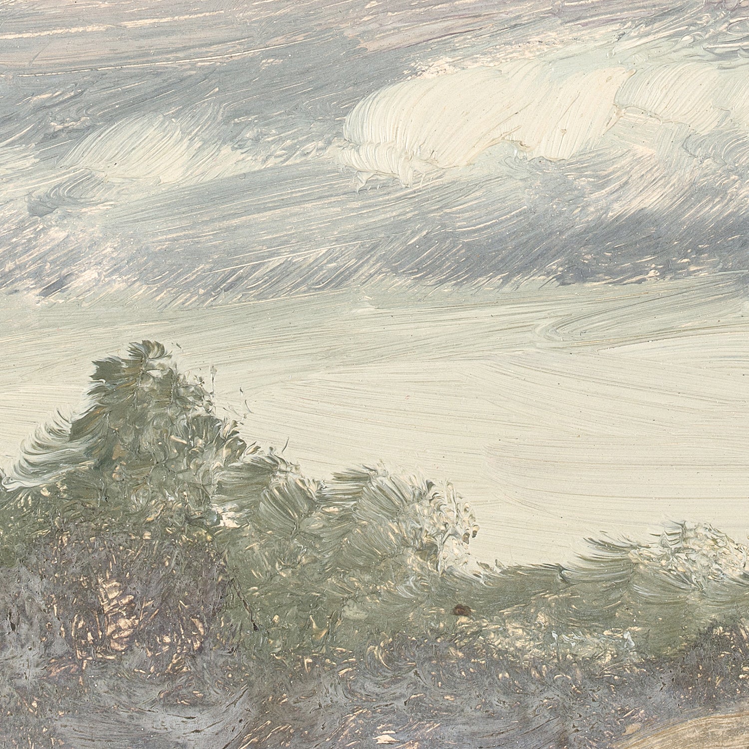 detail view of Hudson River School – Clouds Over Church’s Farm C. 1870 luxury Artwork