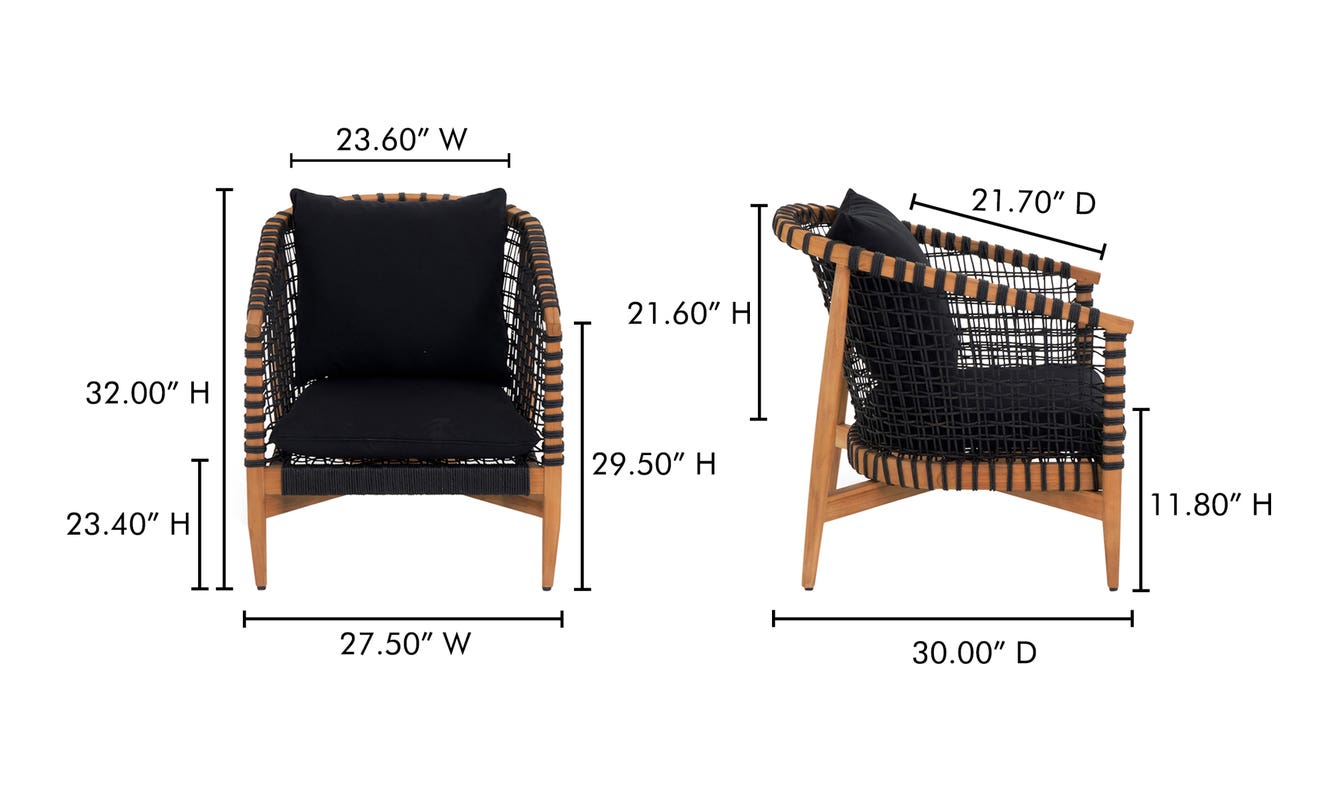 lifestyle view of Kuna Outdoor Lounge Chair Black luxury Chair