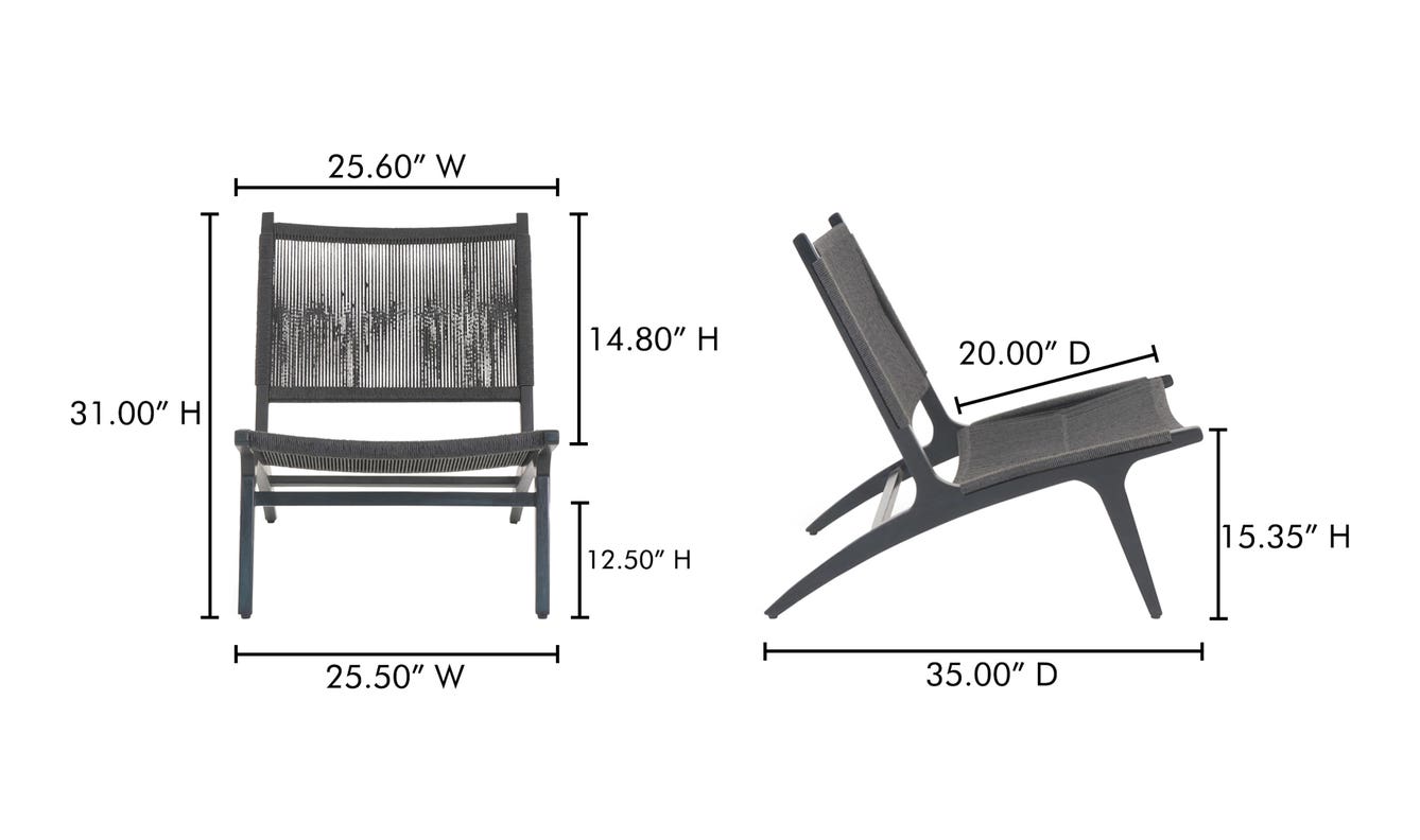 lifestyle view of Palma Outdoor Lounge Chair Black luxury Chair