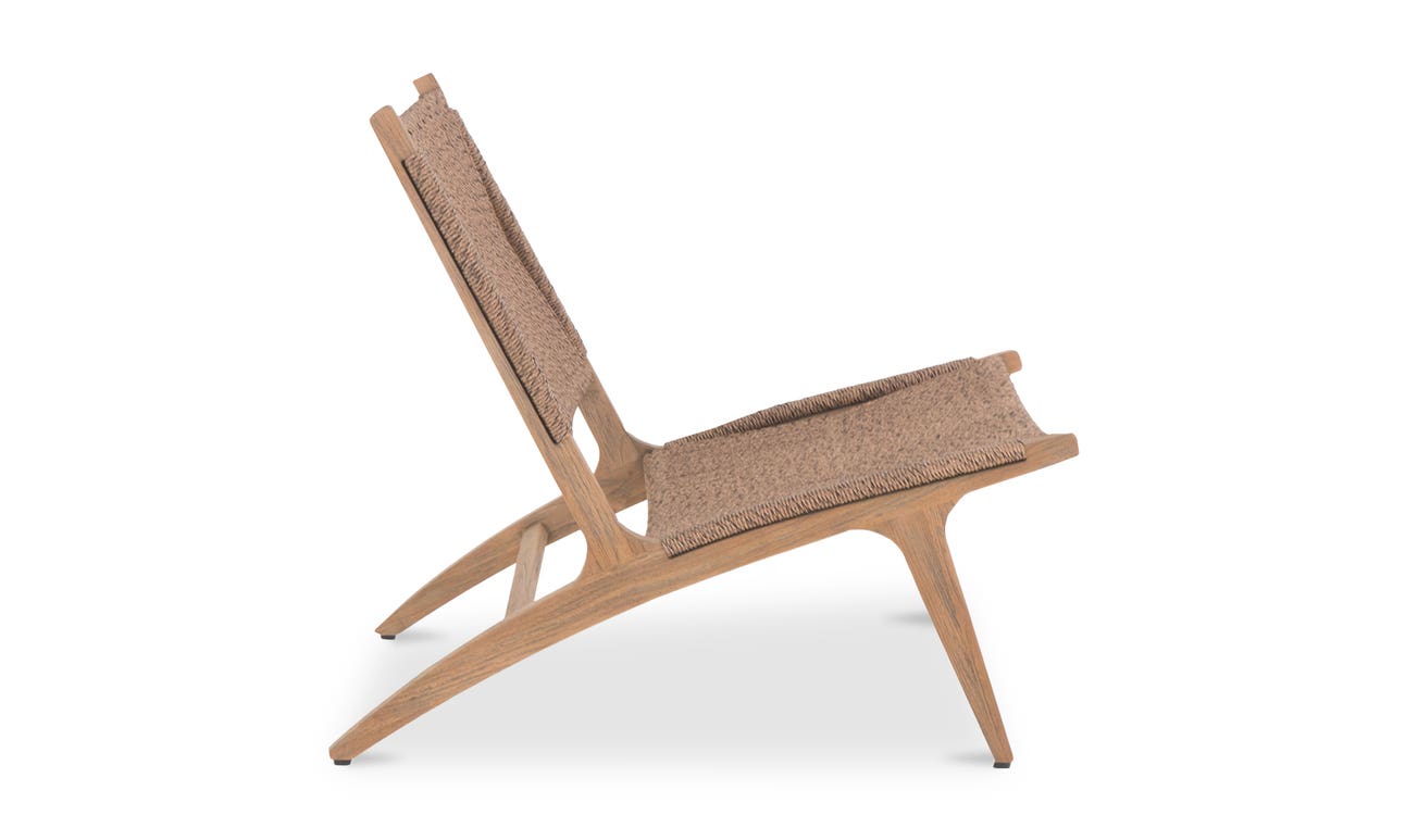 lifestyle view of Palma Outdoor Lounge Chair Warm Brown luxury Chair