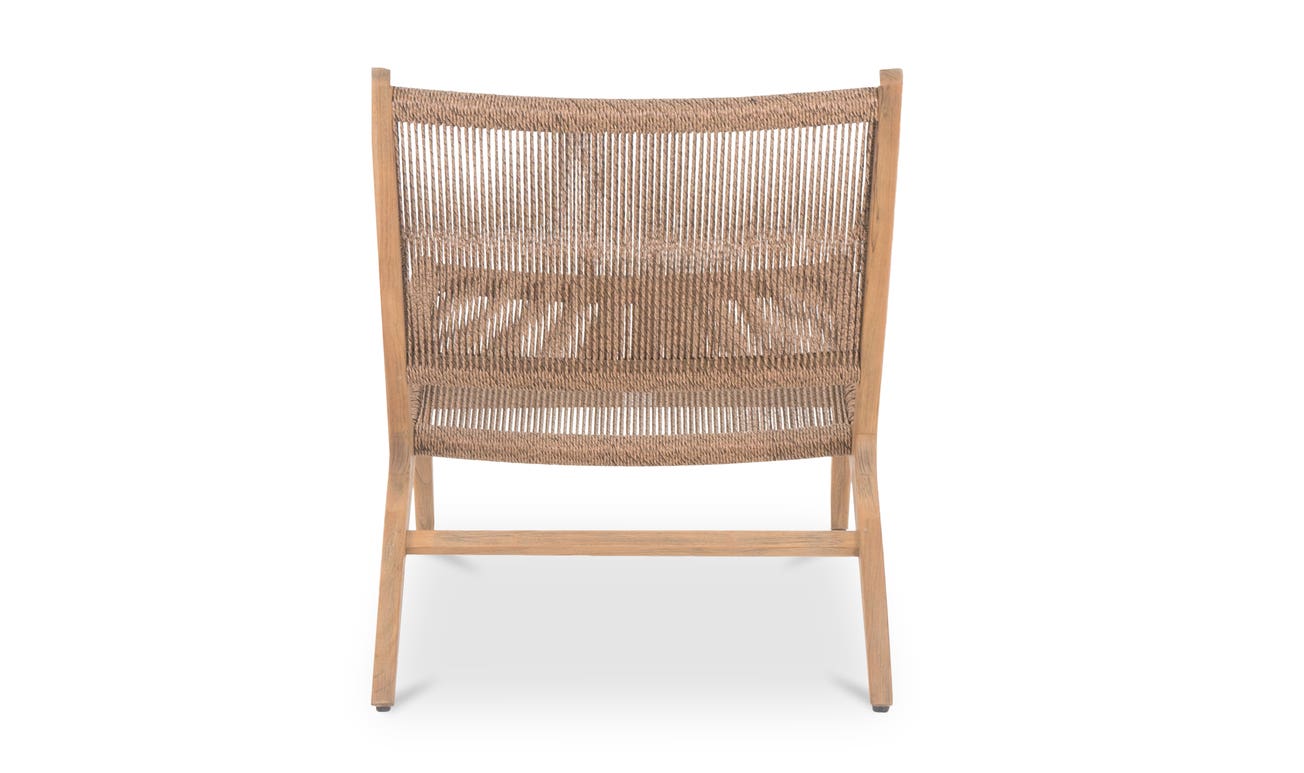 lifestyle view of Palma Outdoor Lounge Chair Warm Brown luxury Chair