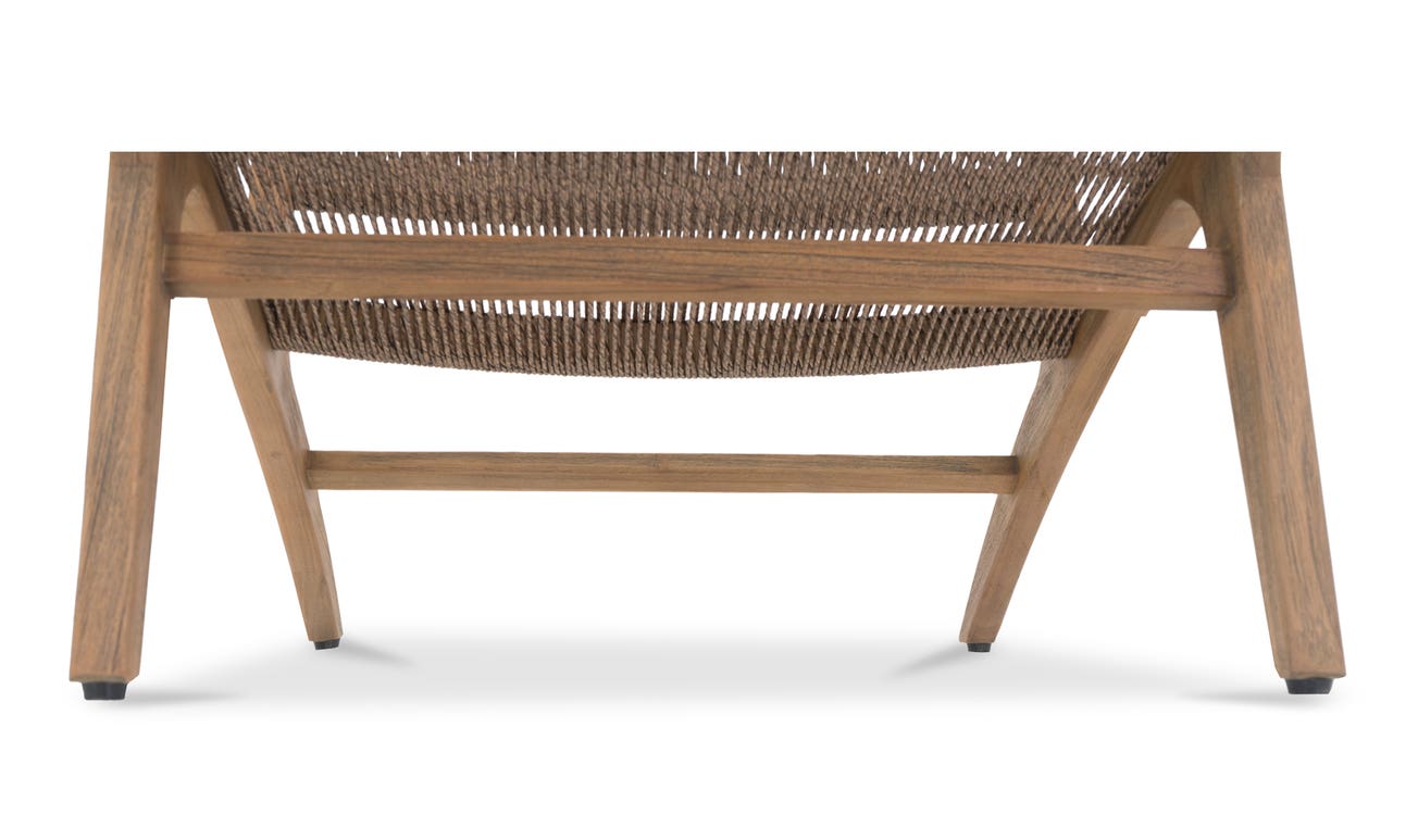lifestyle view of Palma Outdoor Lounge Chair Warm Brown luxury Chair