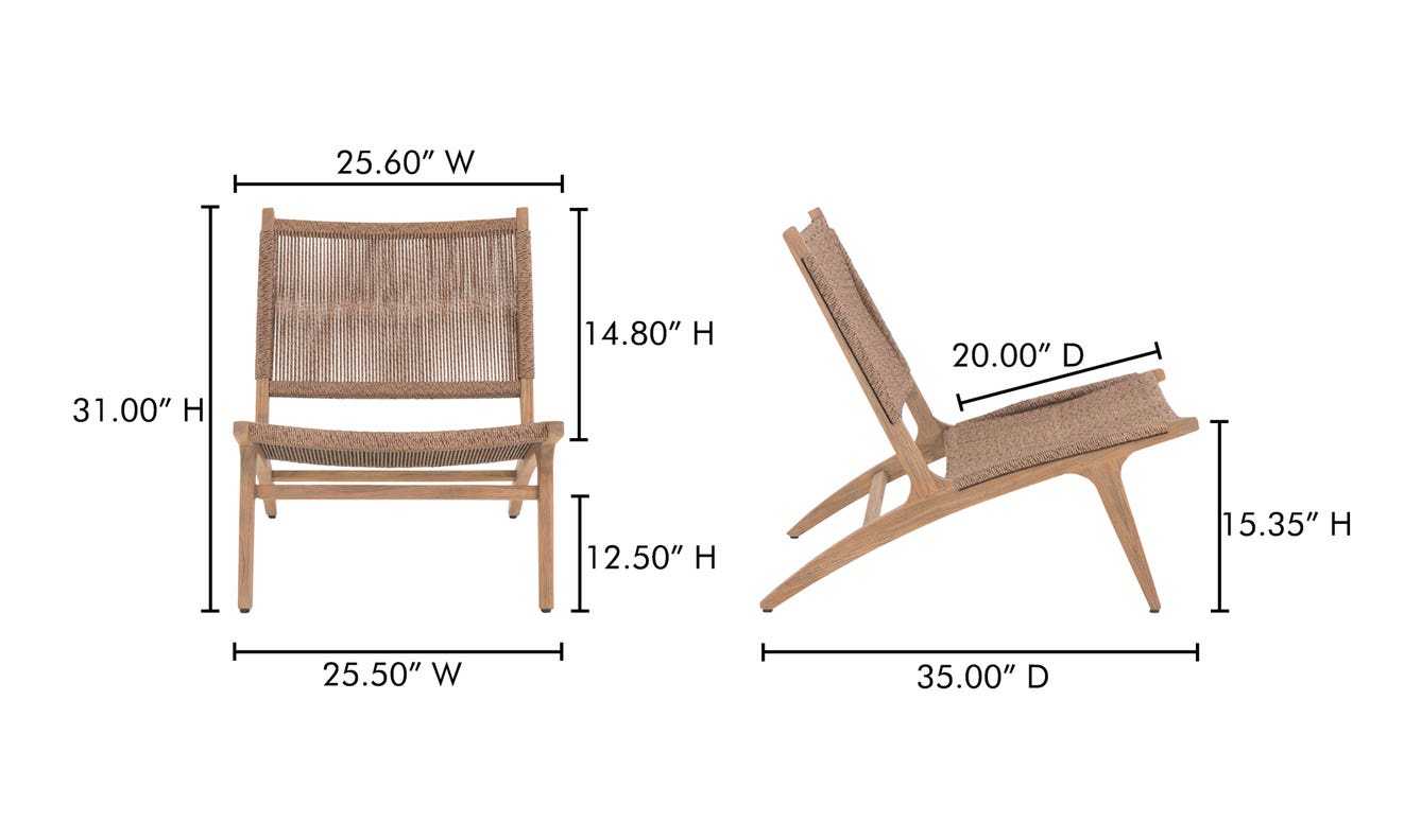 lifestyle view of Palma Outdoor Lounge Chair Warm Brown luxury Chair