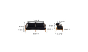 lifestyle view of Kuna Outdoor Sofa Black luxury Chair