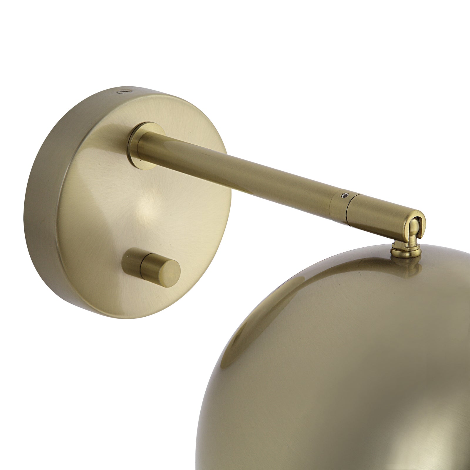 Conali Wall Sconce in brushed brass with a dome shade and adjustable arm.