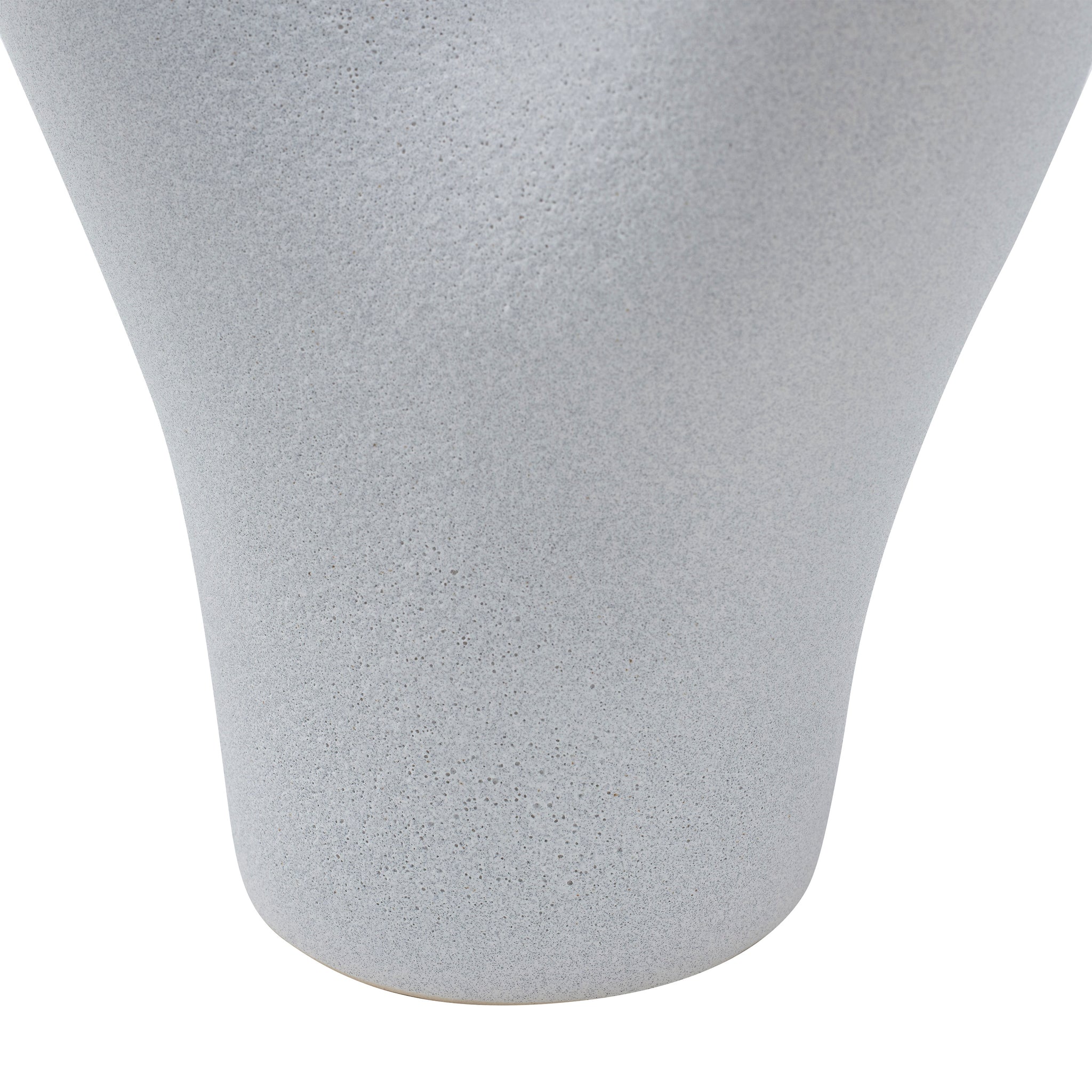 Bottom view of Jocasta Large Vase, emphasizing the textured light gray finish.
