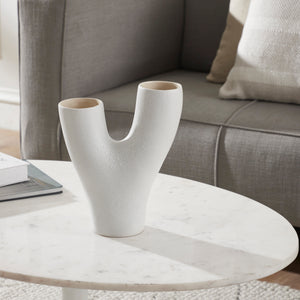 Jocasta Large Vase on a marble table in a living room setting, highlighting its design.