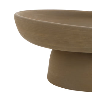 Blouin Vase by Renwil, close-up view of the brown ceramic vase's rim and pedestal base.