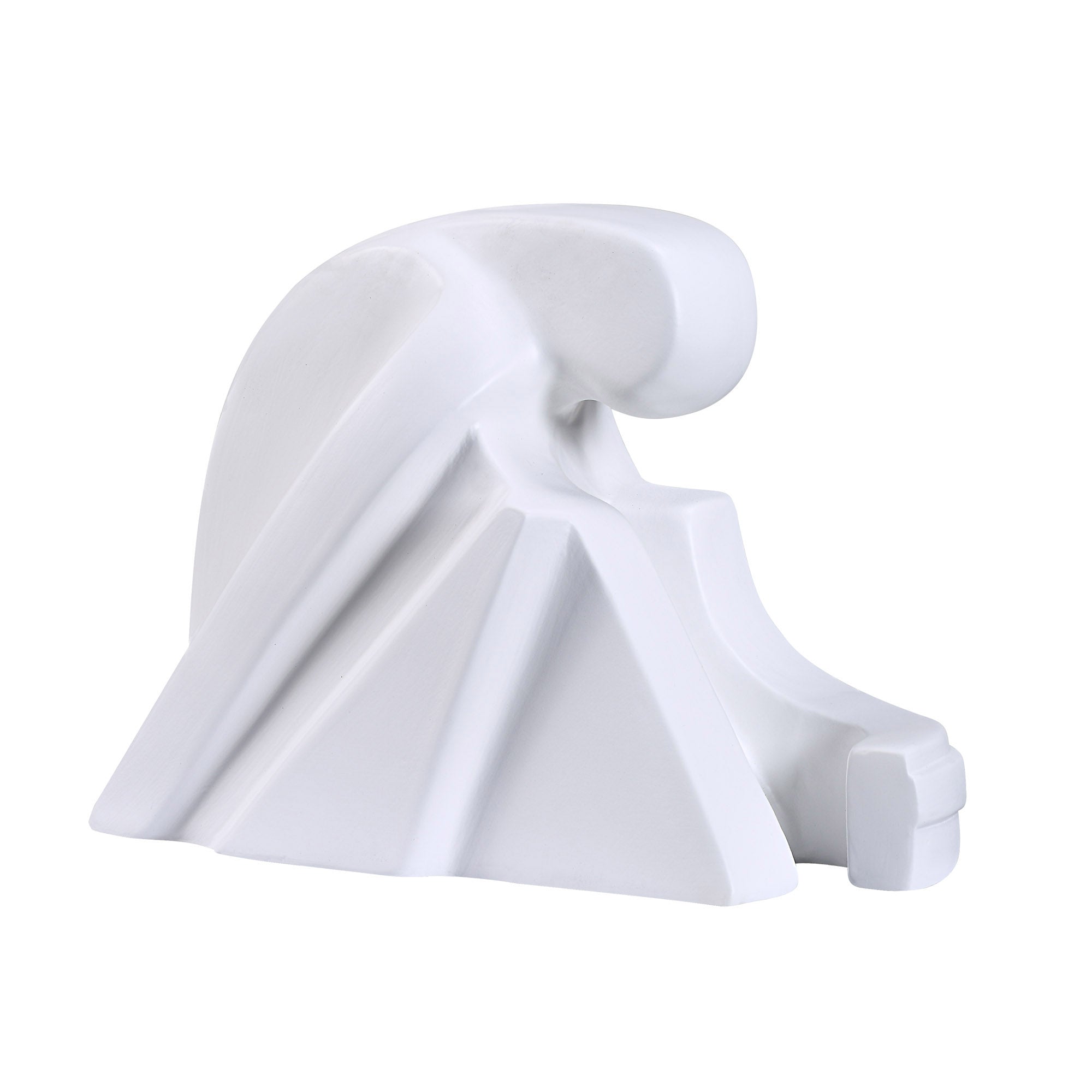 Imagine Statue by Renwil, white sculpture showcasing flowing lines and geometric shapes.