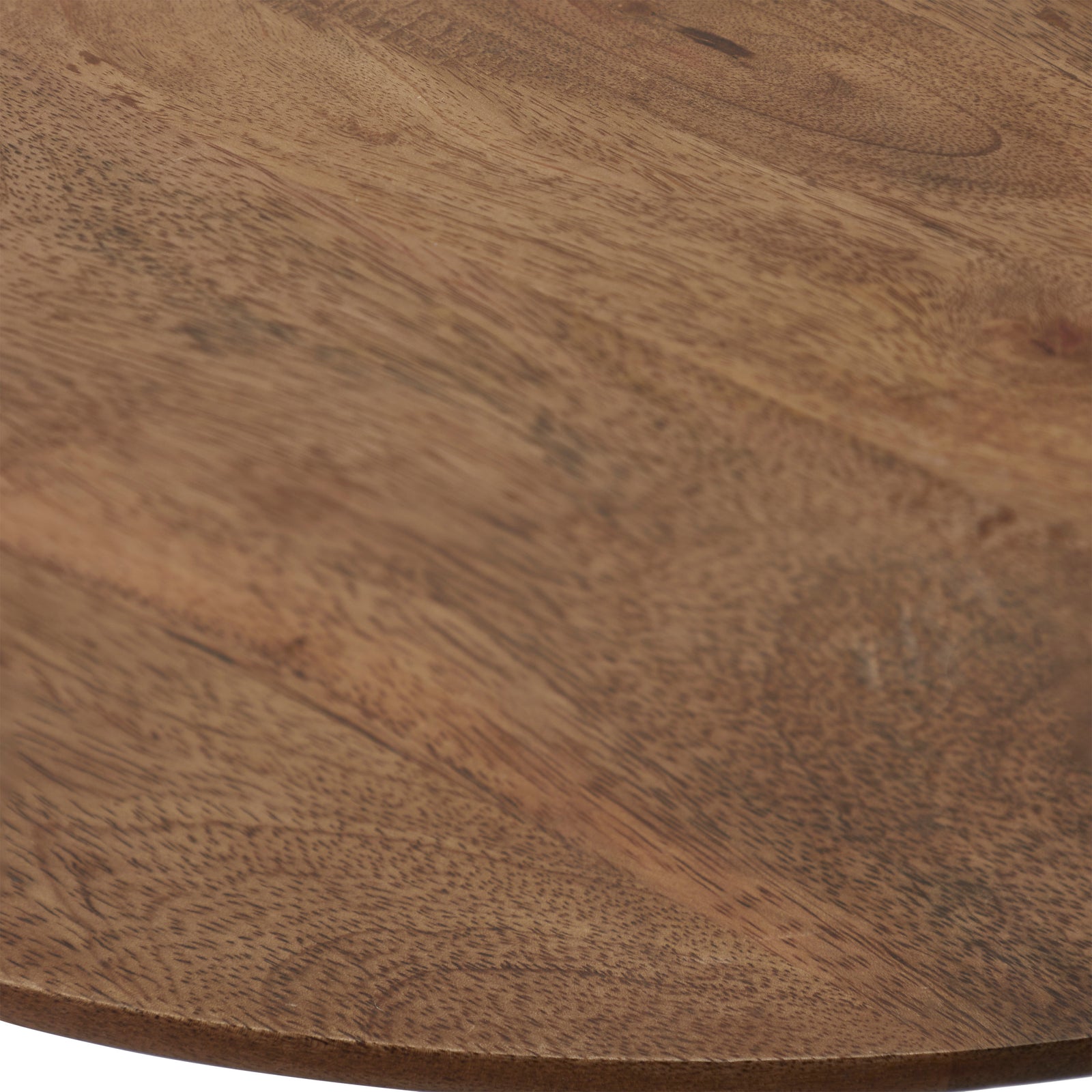 Sparta Accent Table with a round wood top and a gold metal base, viewed from the side.