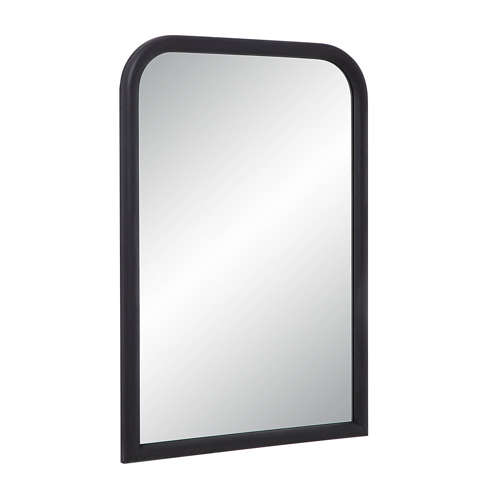 Dovima Wall Mirror with a black frame, featuring a smooth, rounded top edge.