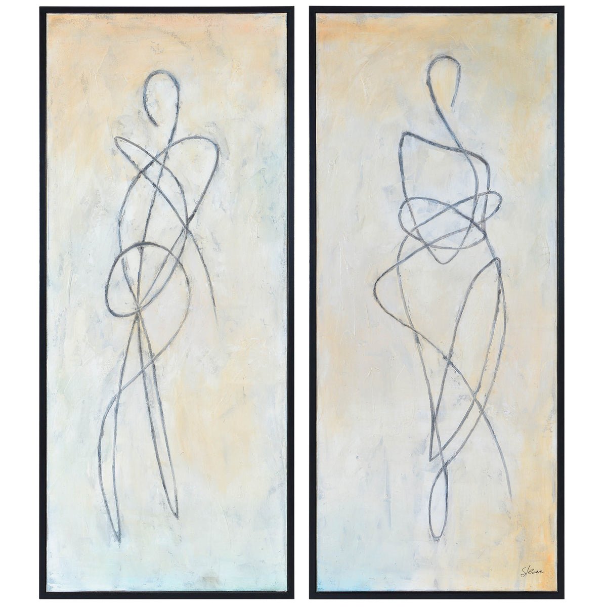 Self canvas art by Renwil featuring abstract figures with black lines on a light background