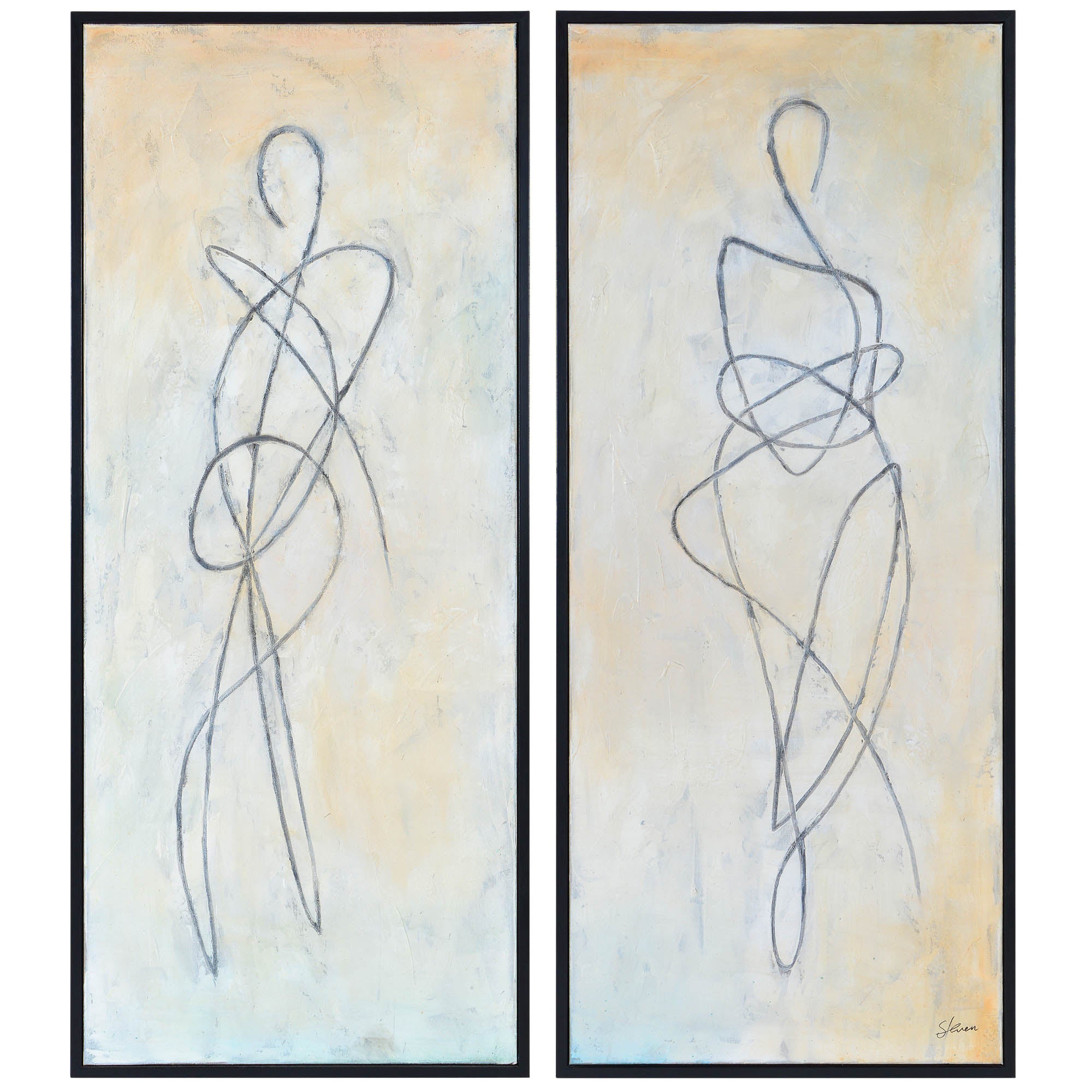Self canvas art by Renwil featuring abstract figures with black lines on a light background