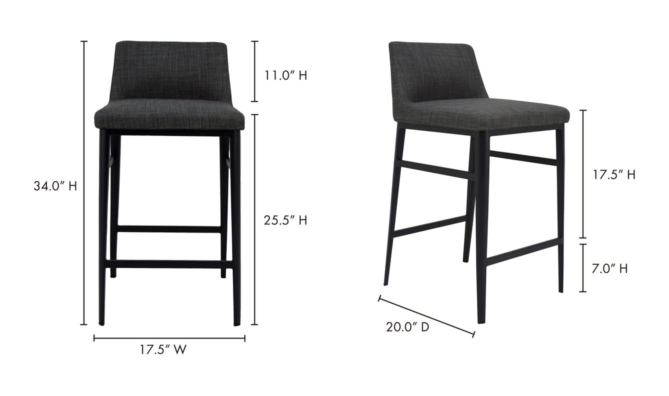 lifestyle view of Baron Counter Stool Charcoal Grey luxury Chair