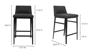 lifestyle view of Baron Counter Stool Charcoal Grey luxury Chair
