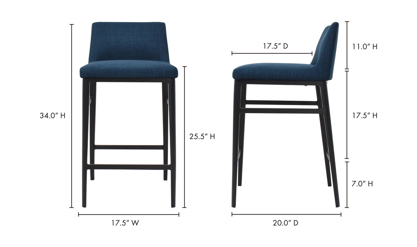 lifestyle view of Baron Counter Stool Blue luxury Chair