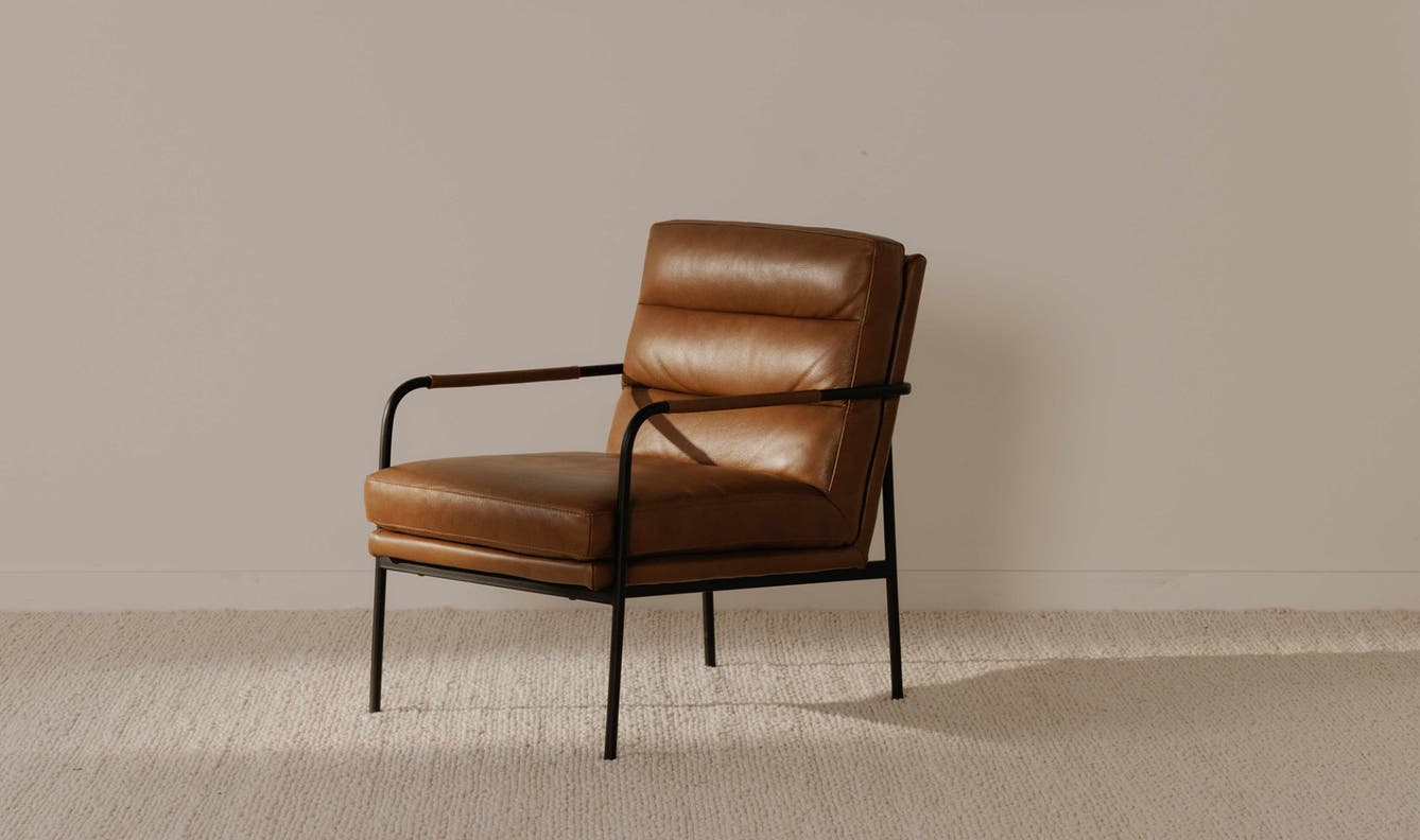 detail view of Verlaine Chair Chestnut Brown luxury Chair