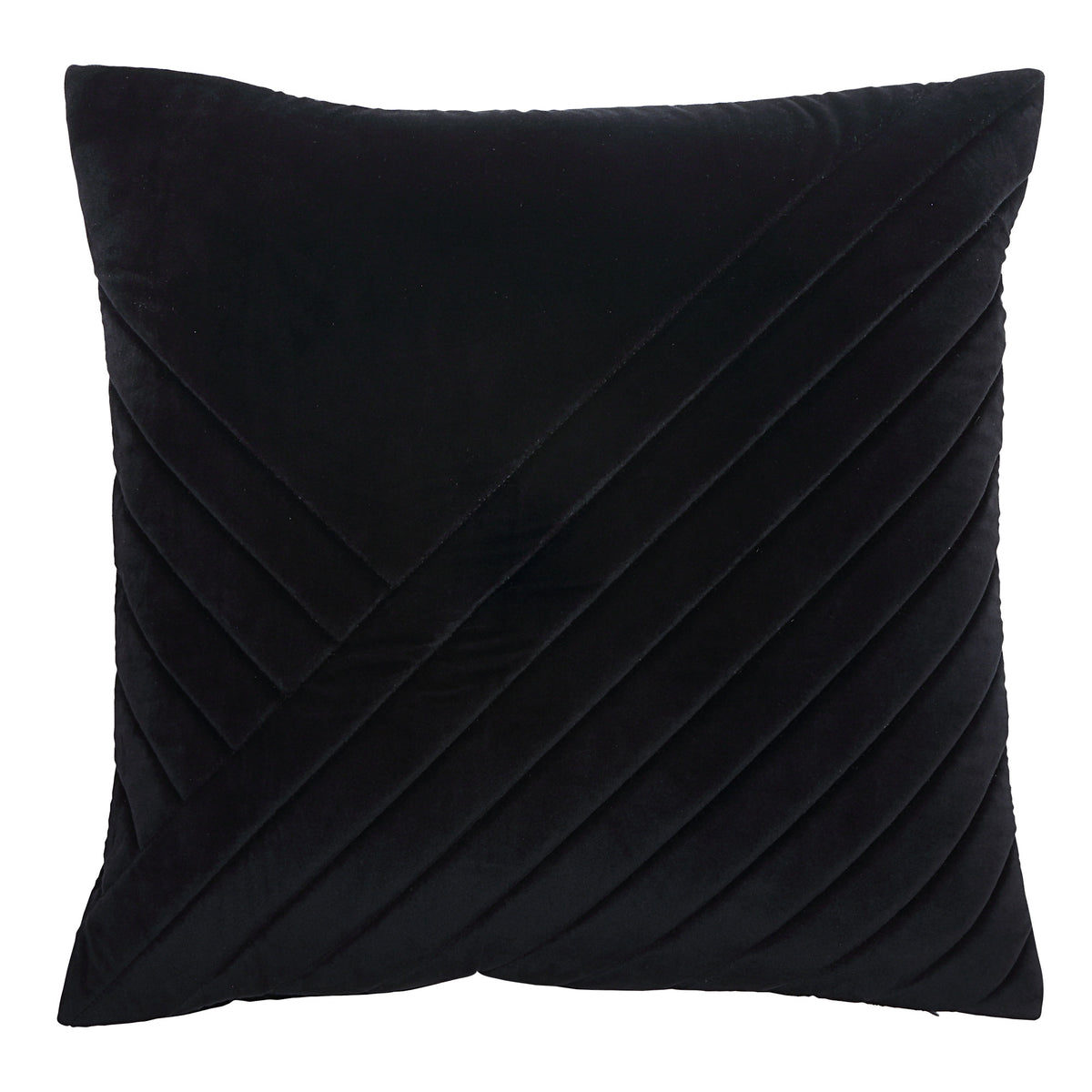 Diran Indoor Pillow in black with diagonal quilted pattern