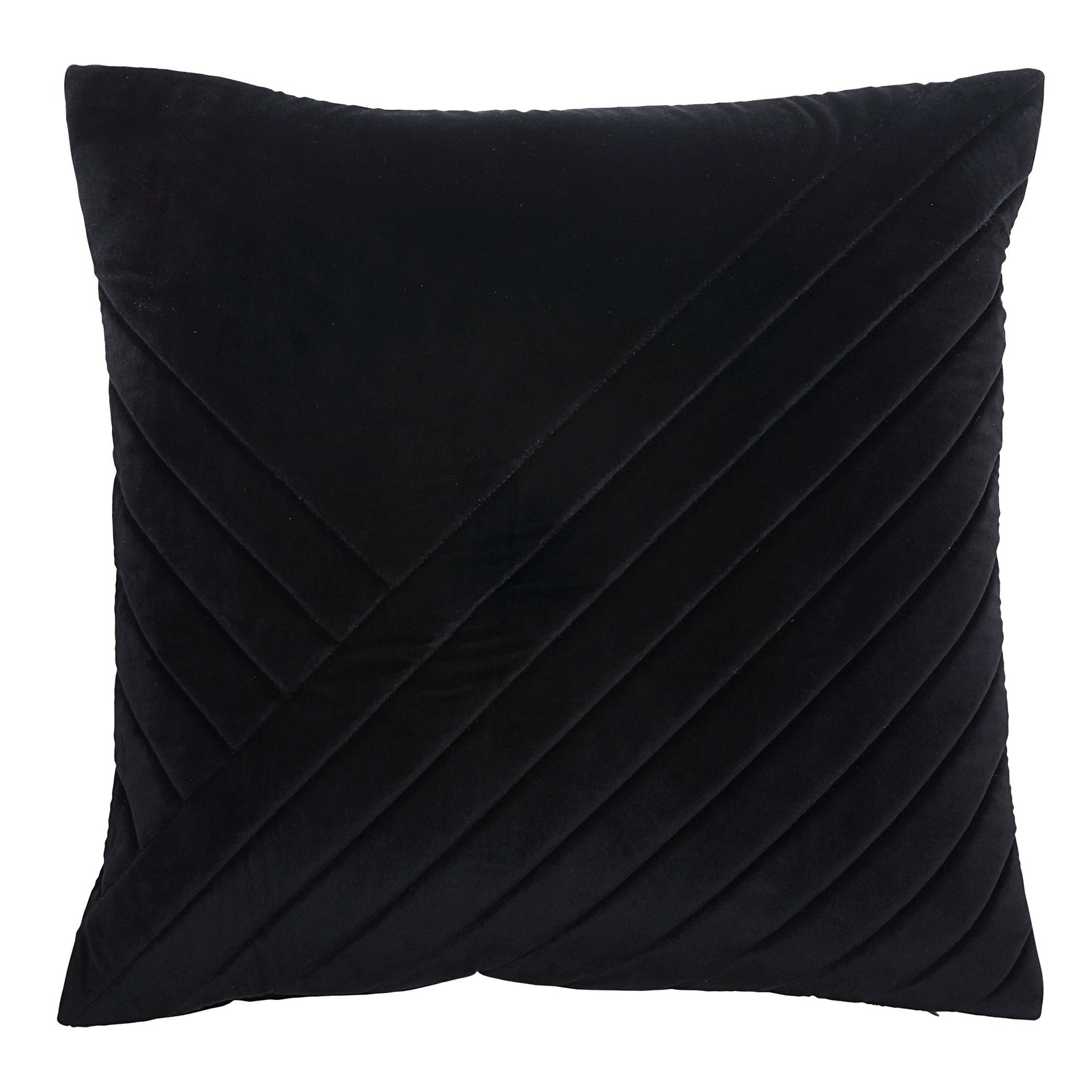 Diran Indoor Pillow in black with diagonal quilted pattern