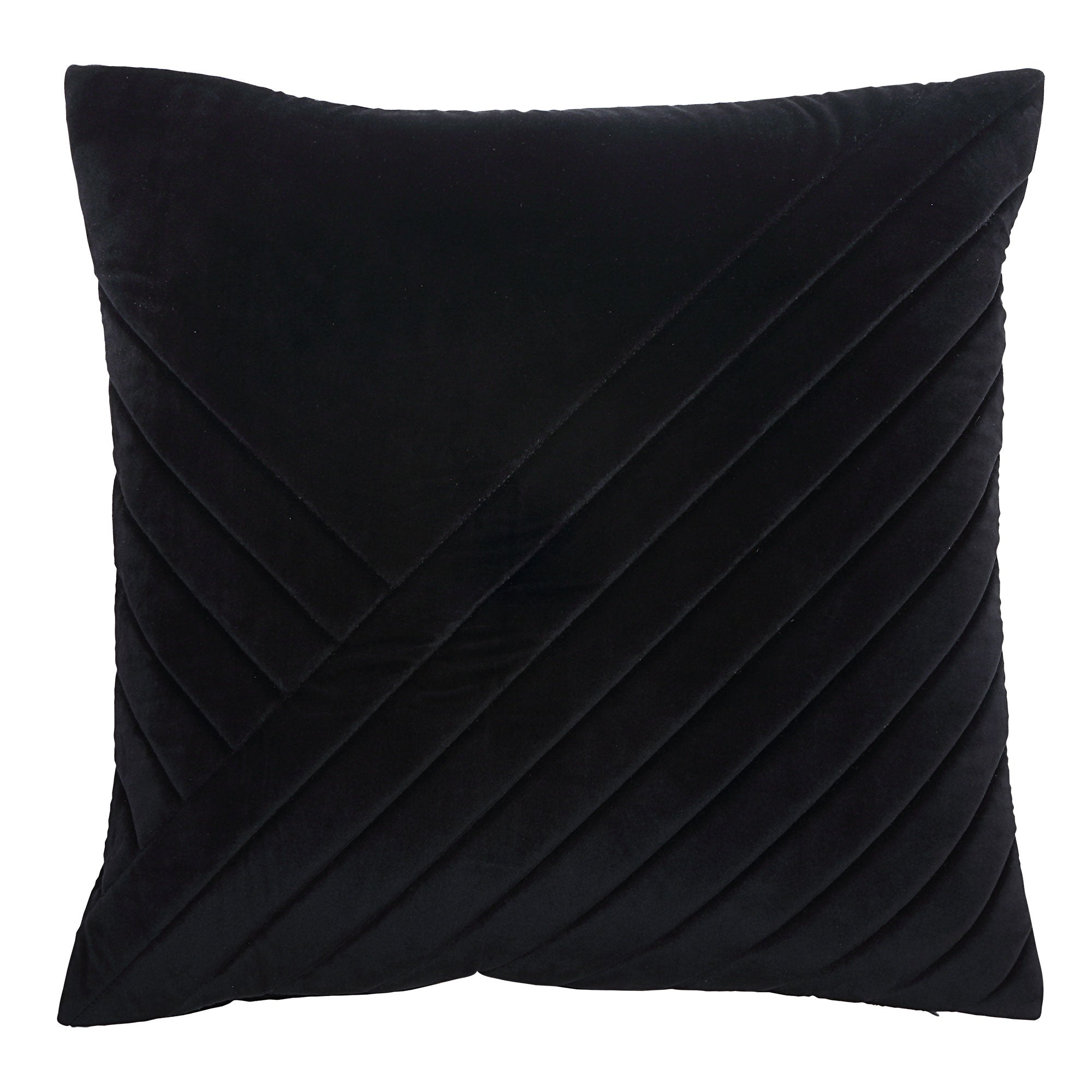 Diran Indoor Pillow in black with diagonal quilted pattern