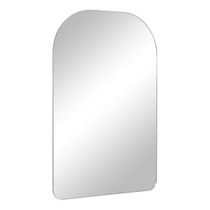 Chania mirror by Renwil, arched top, modern silver frame, side view