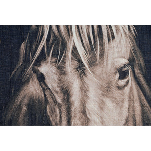 Close-up of Del Rio Indoor Pillow displaying detailed horse artwork