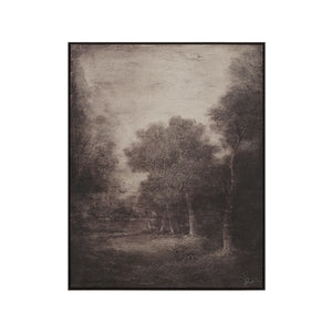 Falco canvas art featuring a serene landscape with trees in muted tones