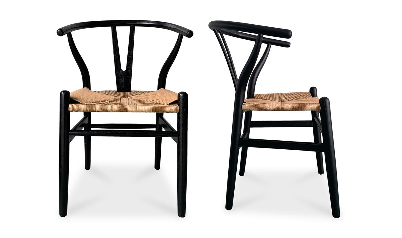front view of Ventana Dining Chair Black And Natural - Set Of Two luxury Chair
