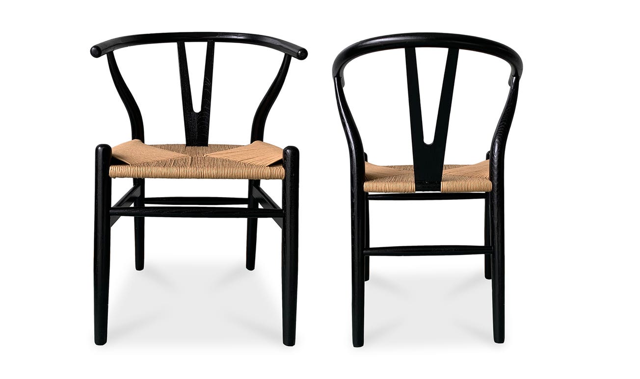 front view of Ventana Dining Chair Black And Natural - Set Of Two luxury Chair