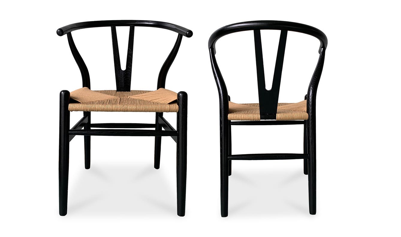 lifestyle view of Ventana Dining Chair Black And Natural - Set Of Two luxury Chair