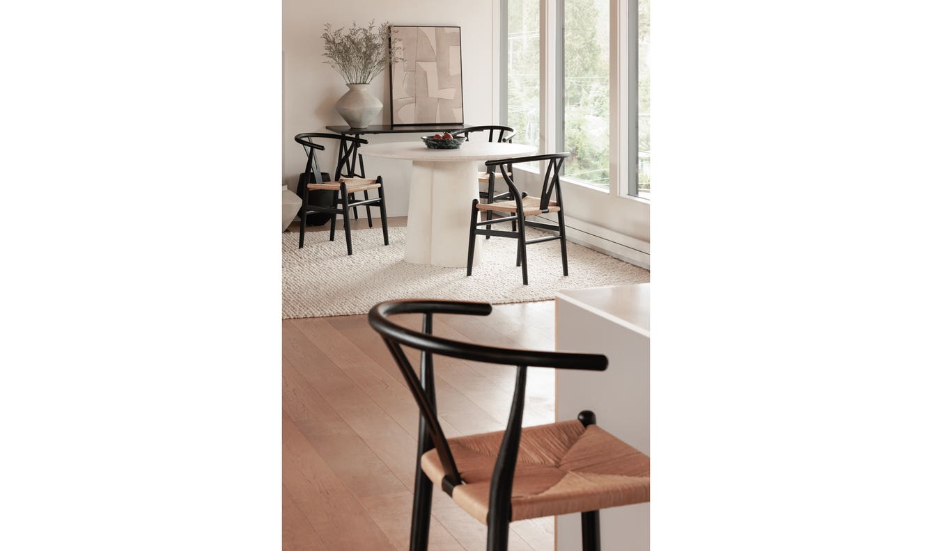 side view of Ventana Counter Stool Black And Natural luxury Chair