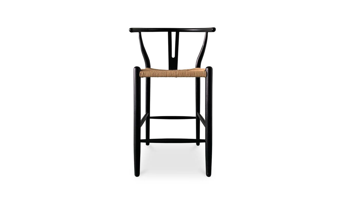 front view of Ventana Counter Stool Black And Natural luxury Chair
