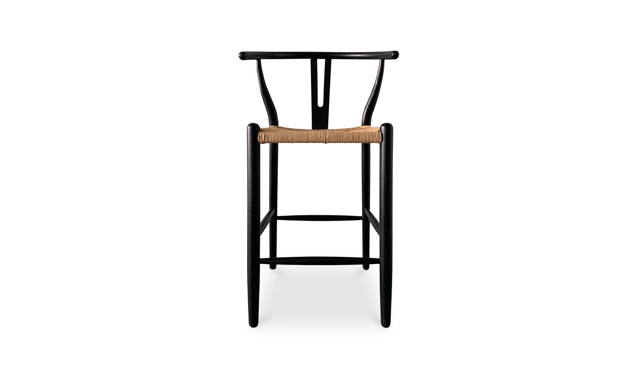 front view of Ventana Counter Stool Black And Natural luxury Chair