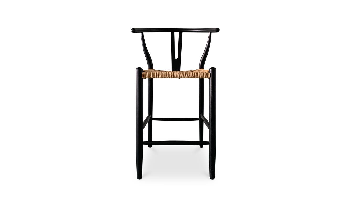 front view of Ventana Counter Stool Black And Natural luxury Chair