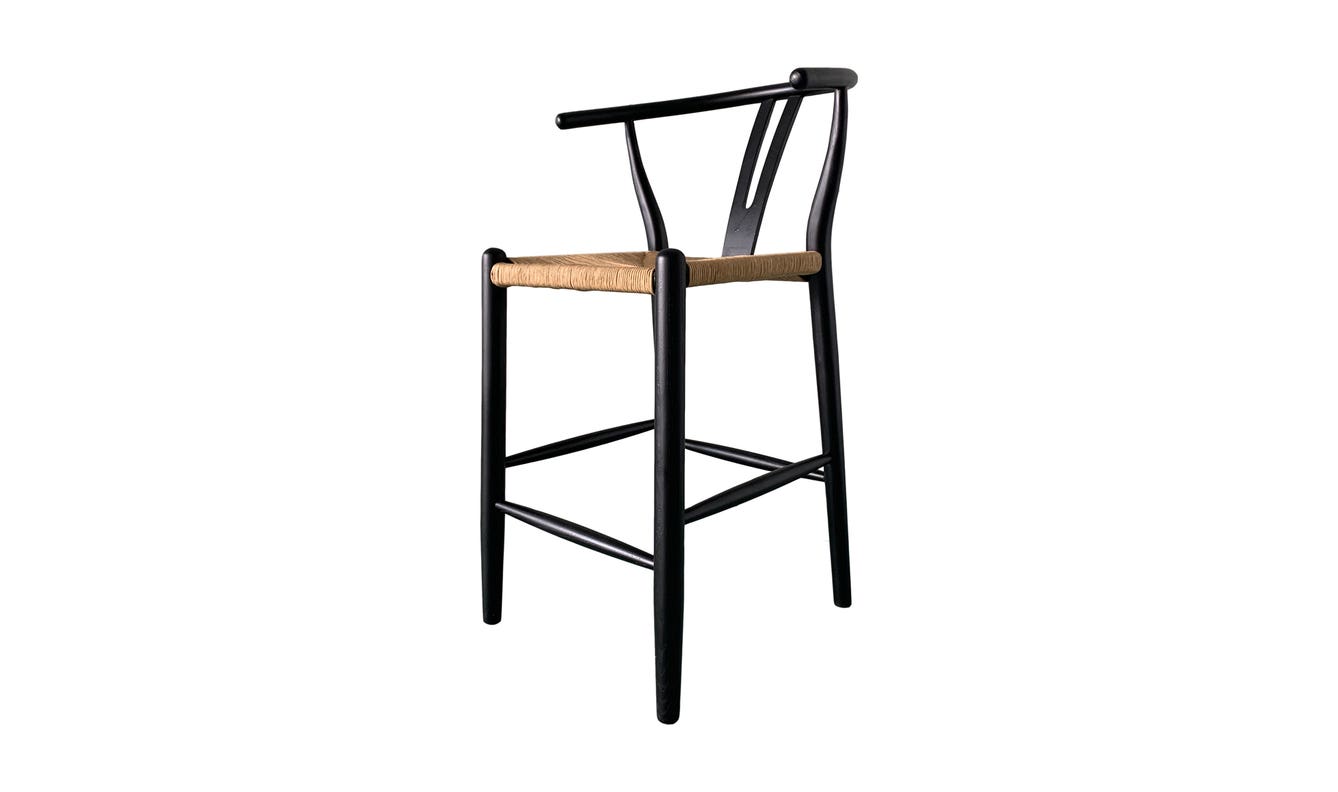 detail view of Ventana Counter Stool Black And Natural luxury Chair