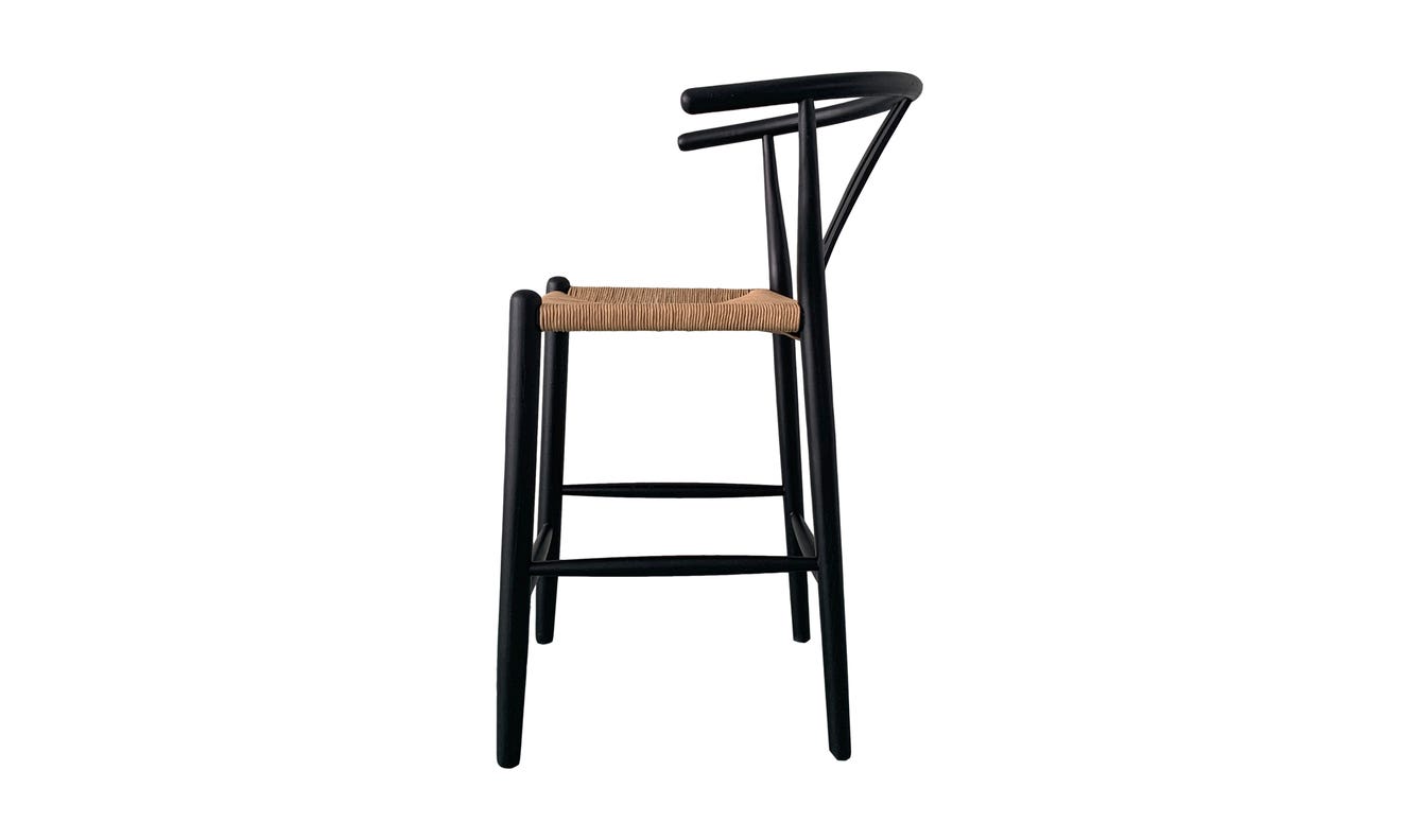lifestyle view of Ventana Counter Stool Black And Natural luxury Chair
