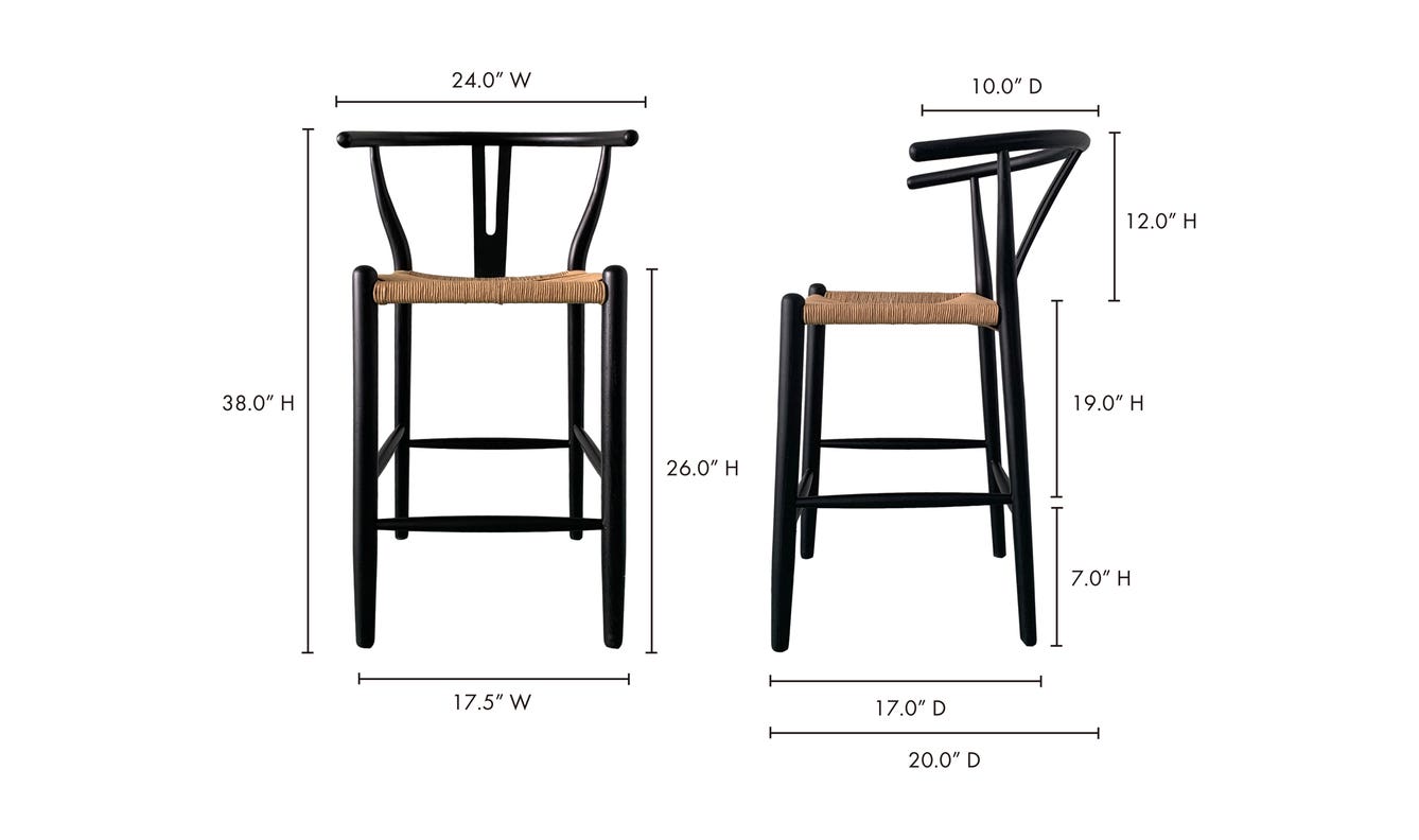 lifestyle view of Ventana Counter Stool Black And Natural luxury Chair
