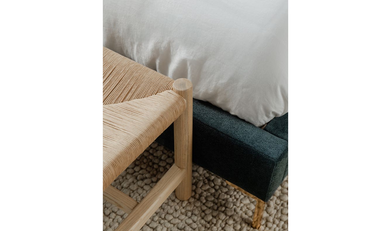 side view of Hawthorn Bench Small Natural luxury Bench