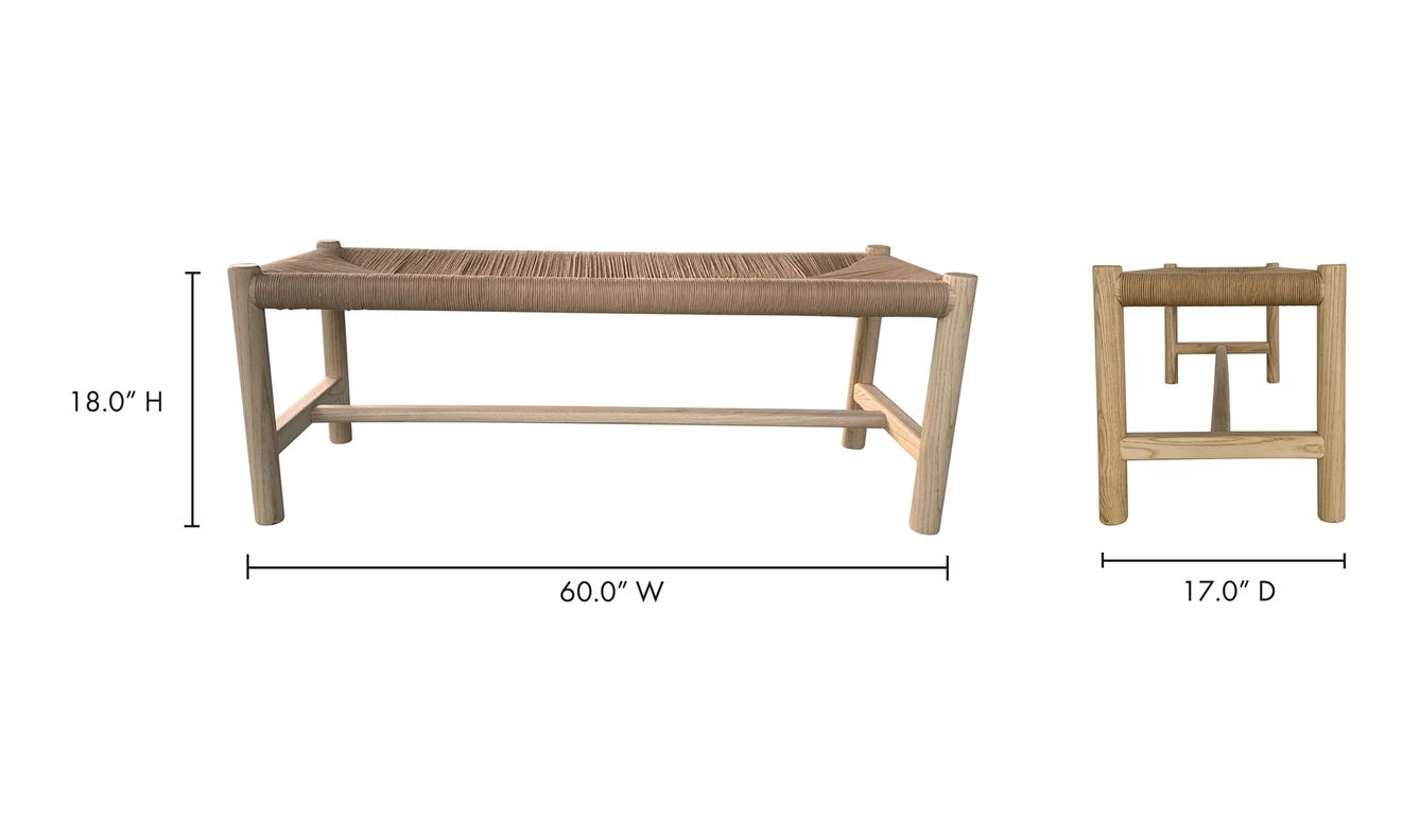 lifestyle view of Hawthorn Bench Large Natural luxury Bench
