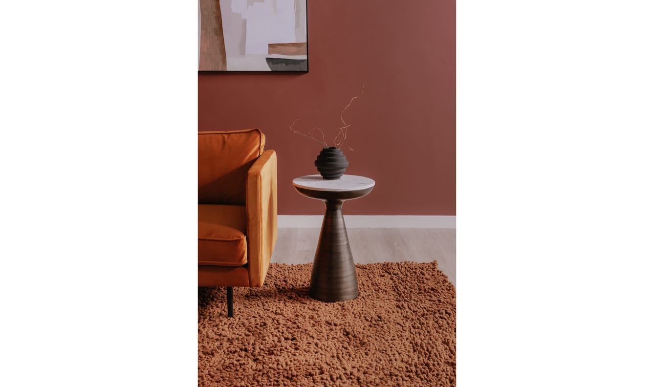 angle view of Font Side Table White Marble luxury End Table