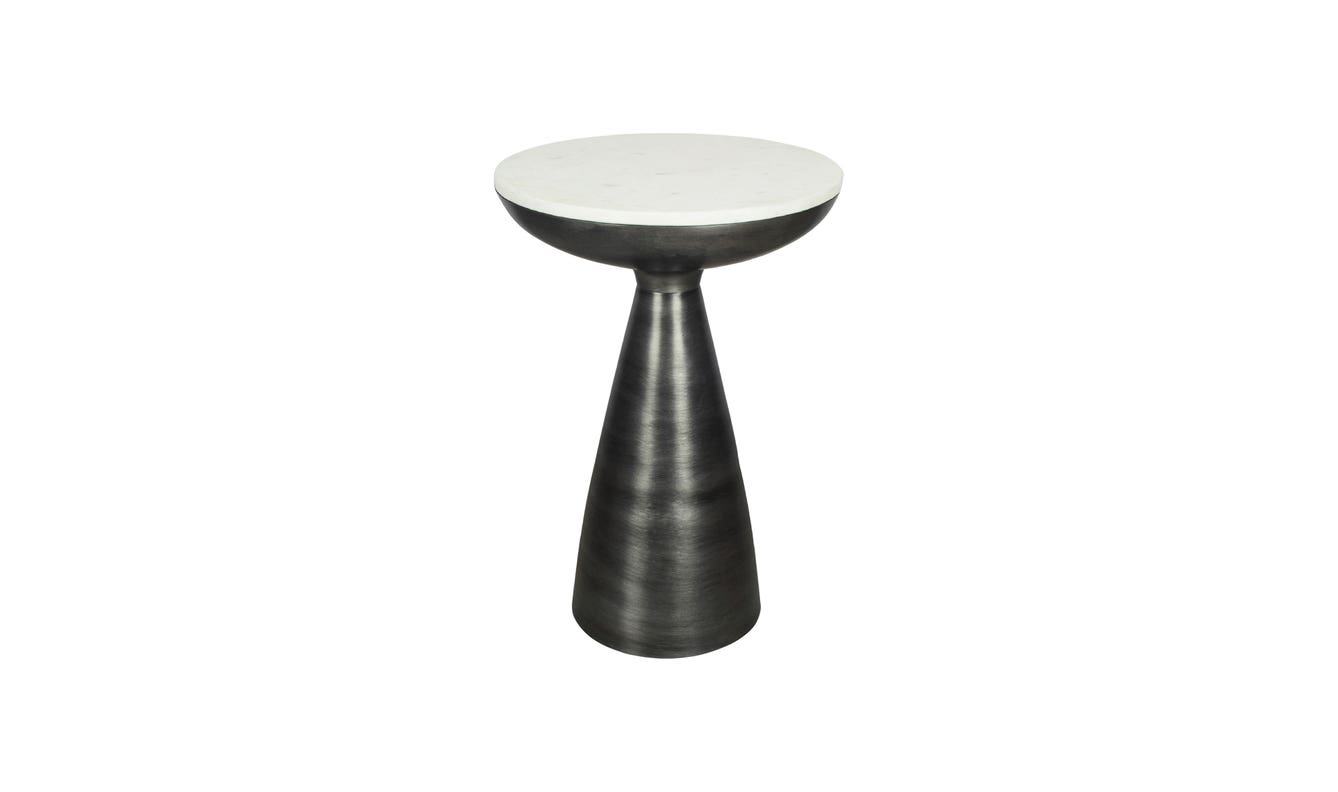 side view of Font Side Table White Marble luxury End Table