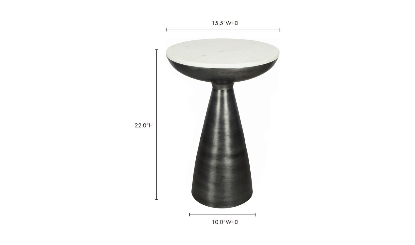 lifestyle view of Font Side Table White Marble luxury End Table